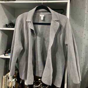 Chico's Silver Glitter Open-Front Cardigan